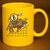 Bitcoin Cartoon Riding Bull 11oz C Handle Ceramic Mug