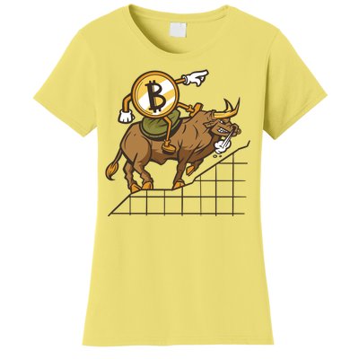 Bitcoin Cartoon Riding Bull Women's T-Shirt