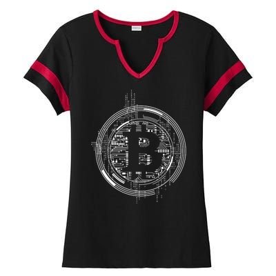 Bitcoin Chip Logo Ladies Halftime Notch Neck Tee