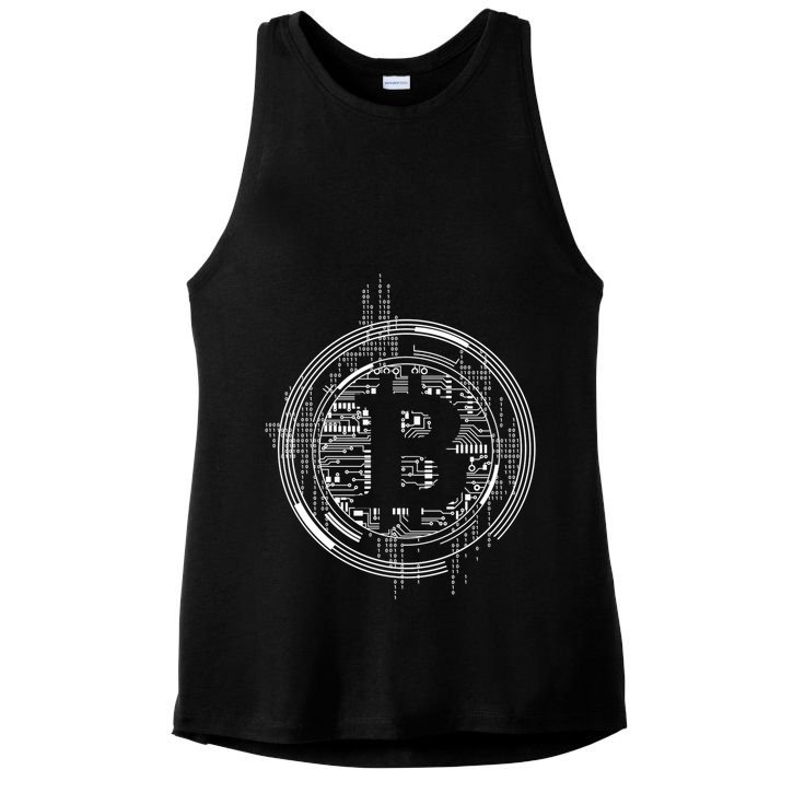 Bitcoin Chip Logo Ladies PosiCharge Tri-Blend Wicking Tank