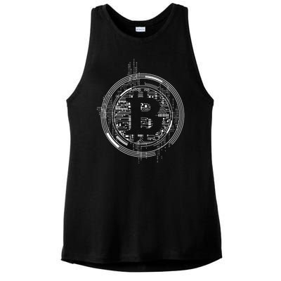 Bitcoin Chip Logo Ladies PosiCharge Tri-Blend Wicking Tank