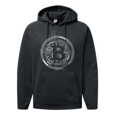 Bitcoin Chip Logo Performance Fleece Hoodie