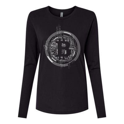 Bitcoin Chip Logo Womens Cotton Relaxed Long Sleeve T-Shirt