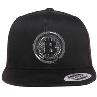 Bitcoin Chip Logo Flat Bill Trucker Hat