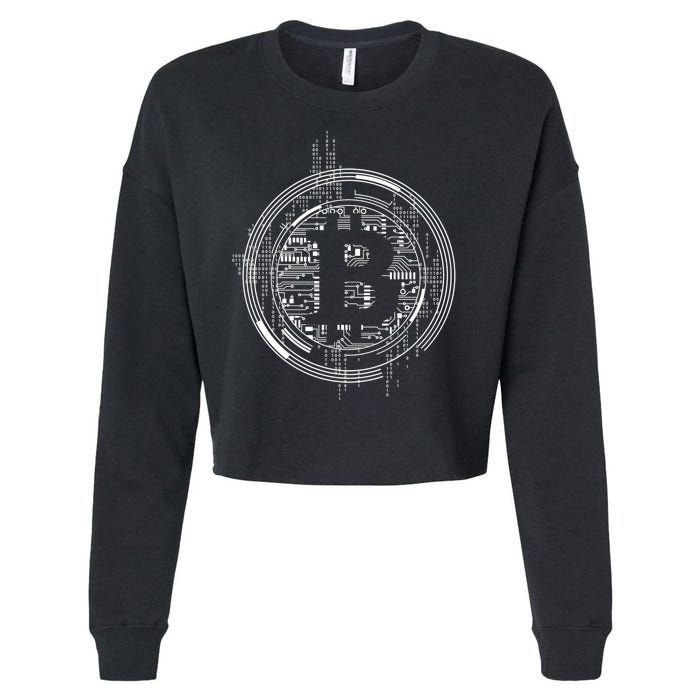 Bitcoin Chip Logo Cropped Pullover Crew