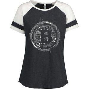 Bitcoin Chip Logo Enza Ladies Jersey Colorblock Tee