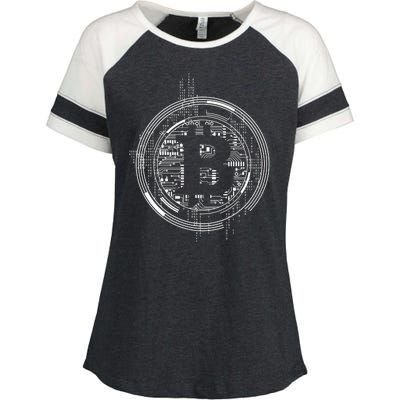 Bitcoin Chip Logo Enza Ladies Jersey Colorblock Tee