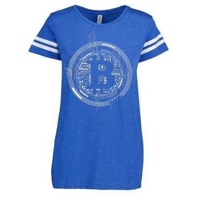 Bitcoin Chip Logo Enza Ladies Jersey Football T-Shirt