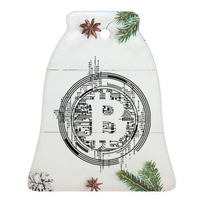 Bitcoin Chip Logo Ceramic Bell Ornament