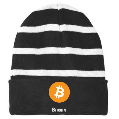 Bitcoin Classic Striped Beanie with Solid Band