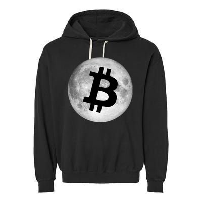 Bitcoin Cryptocurrency Fly Me To The Moon Logo Garment-Dyed Fleece Hoodie