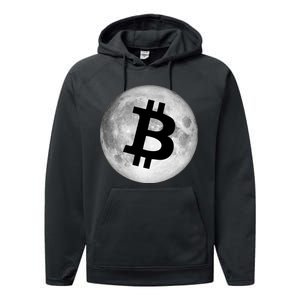 Bitcoin Cryptocurrency Fly Me To The Moon Logo Performance Fleece Hoodie