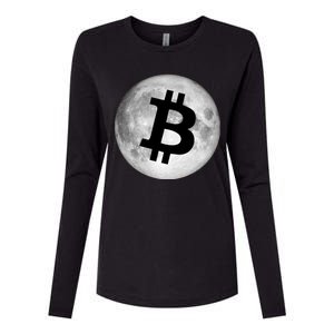 Bitcoin Cryptocurrency Fly Me To The Moon Logo Womens Cotton Relaxed Long Sleeve T-Shirt