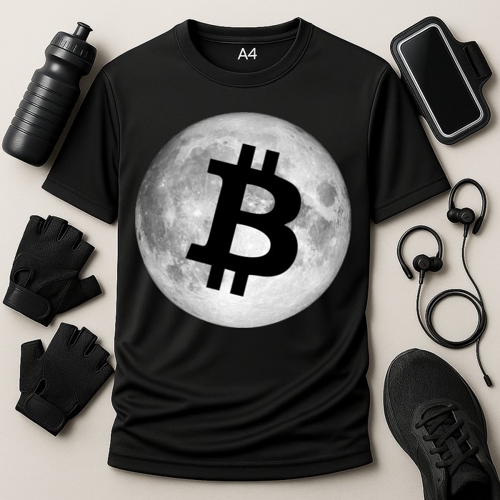 Bitcoin Cryptocurrency Fly Me To The Moon Logo Performance Shirt