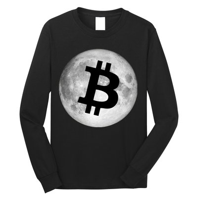 Bitcoin Cryptocurrency Fly Me To The Moon Logo Long Sleeve Shirt