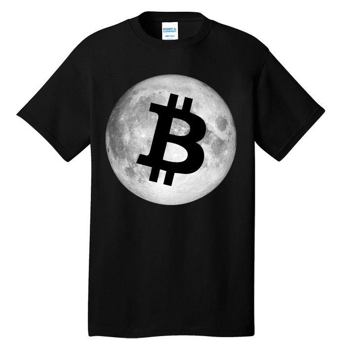 Bitcoin Cryptocurrency Fly Me To The Moon Logo Tall T-Shirt