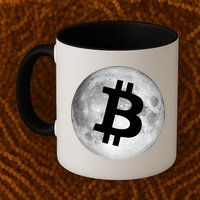 Bitcoin Cryptocurrency Fly Me To The Moon Logo Mug