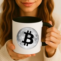 Bitcoin Cryptocurrency Fly Me To The Moon Logo Mug