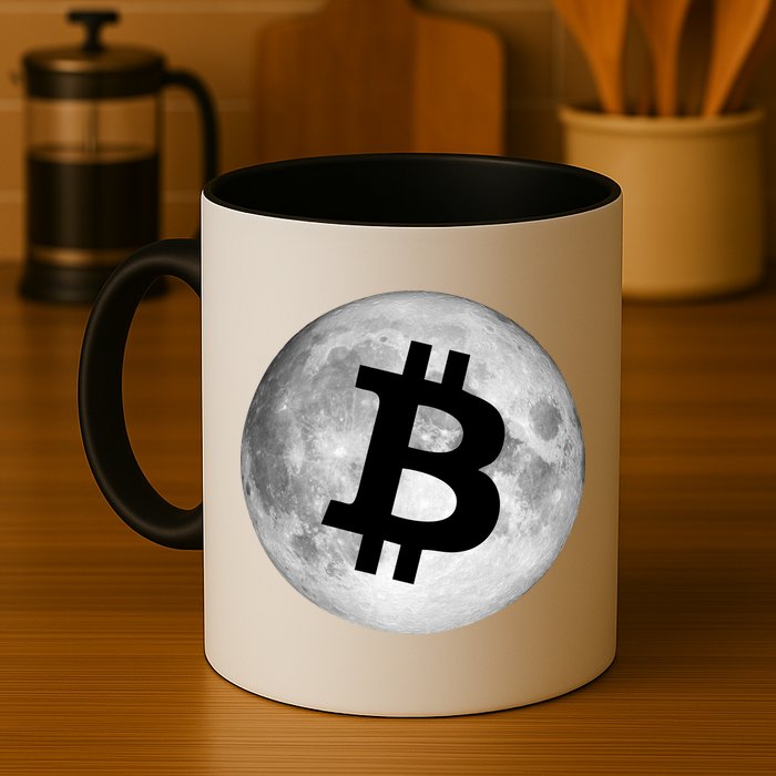 Bitcoin Cryptocurrency Fly Me To The Moon Logo Mug