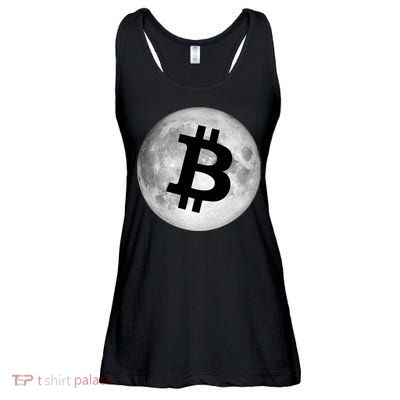 Bitcoin Cryptocurrency Fly Me To The Moon Logo Ladies Essential Flowy Tank