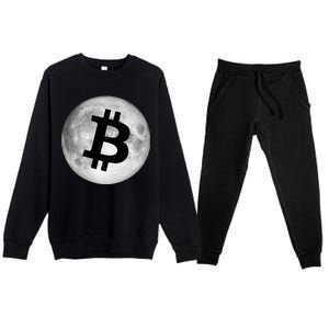 Bitcoin Cryptocurrency Fly Me To The Moon Logo Premium Crewneck Sweatsuit Set