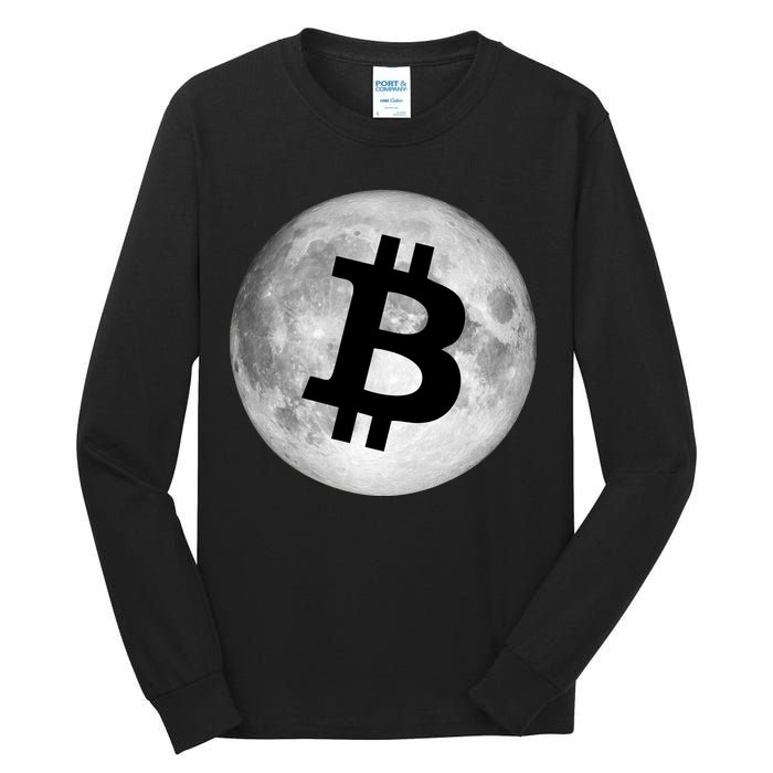 Bitcoin Cryptocurrency Fly Me To The Moon Logo Tall Long Sleeve T-Shirt