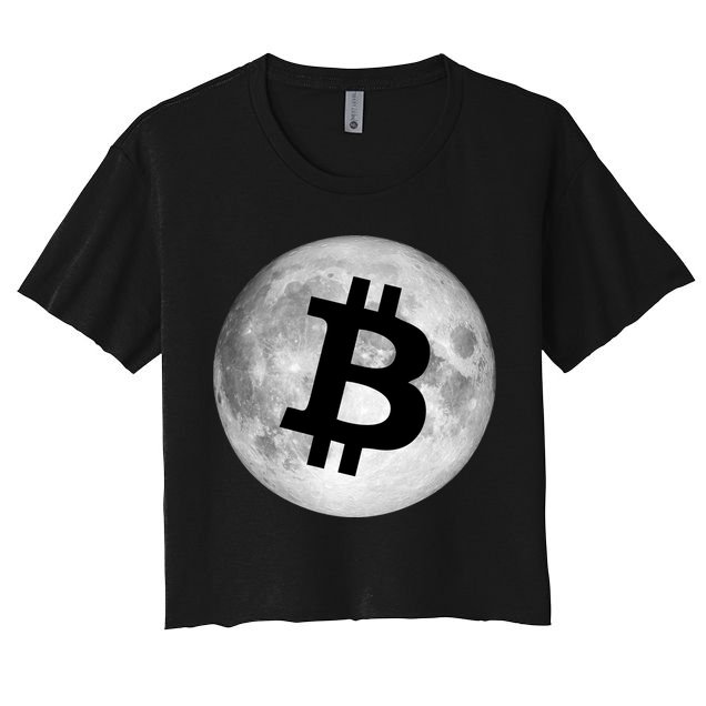 Bitcoin Cryptocurrency Fly Me To The Moon Logo Women's Crop Top Tee