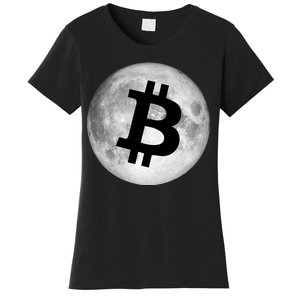 Bitcoin Cryptocurrency Fly Me To The Moon Logo Women's T-Shirt