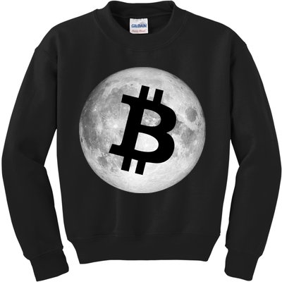 Bitcoin Cryptocurrency Fly Me To The Moon Logo Kids Sweatshirt
