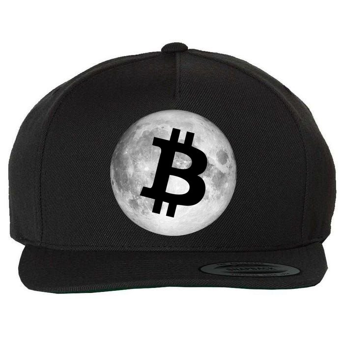 Bitcoin Cryptocurrency Fly Me To The Moon Logo Wool Snapback Cap