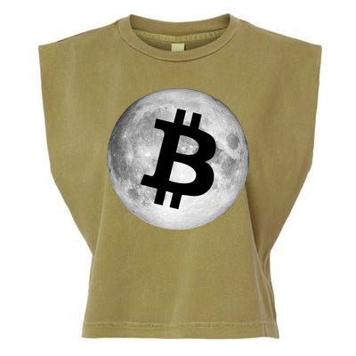 Bitcoin Cryptocurrency Fly Me To The Moon Logo Garment-Dyed Women's Muscle Tee