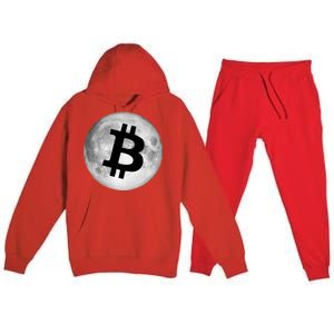 Bitcoin Cryptocurrency Fly Me To The Moon Logo Premium Hooded Sweatsuit Set