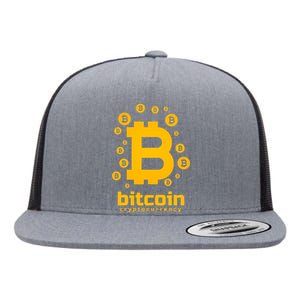 Bitcoin Cryptocurrency Logo Flat Bill Trucker Hat