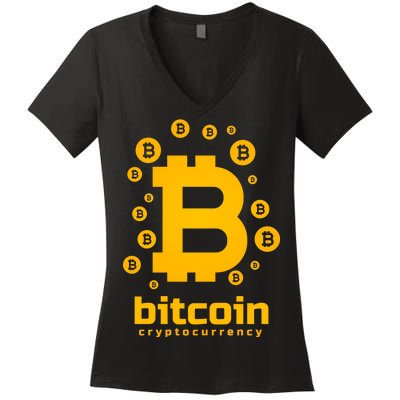 Bitcoin Cryptocurrency Logo Women's V-Neck T-Shirt