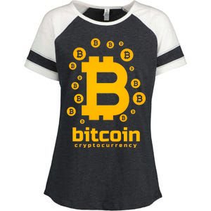 Bitcoin Cryptocurrency Logo Enza Ladies Jersey Colorblock Tee