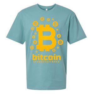 Bitcoin Cryptocurrency Logo Sueded Cloud Jersey T-Shirt