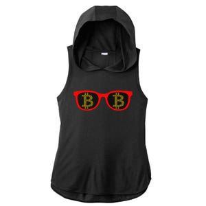 Bitcoin Glasses Ladies PosiCharge Tri-Blend Wicking Draft Hoodie Tank