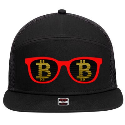 Bitcoin Glasses 7 Panel Mesh Trucker Snapback Hat