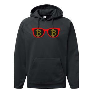 Bitcoin Glasses Performance Fleece Hoodie