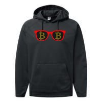 Bitcoin Glasses Performance Fleece Hoodie