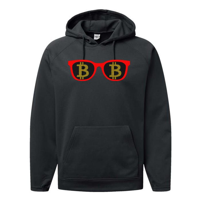 Bitcoin Glasses Performance Fleece Hoodie