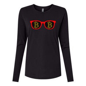 Bitcoin Glasses Womens Cotton Relaxed Long Sleeve T-Shirt