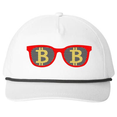 Bitcoin Glasses Snapback Five-Panel Rope Hat