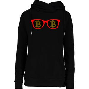 Bitcoin Glasses Womens Funnel Neck Pullover Hood