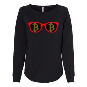 Bitcoin Glasses Womens California Wash Sweatshirt