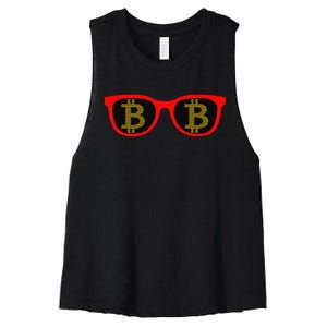 Bitcoin Glasses Women's Racerback Cropped Tank