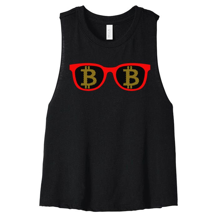 Bitcoin Glasses Women's Racerback Cropped Tank