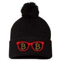 Bitcoin Glasses Pom Pom 12in Knit Beanie