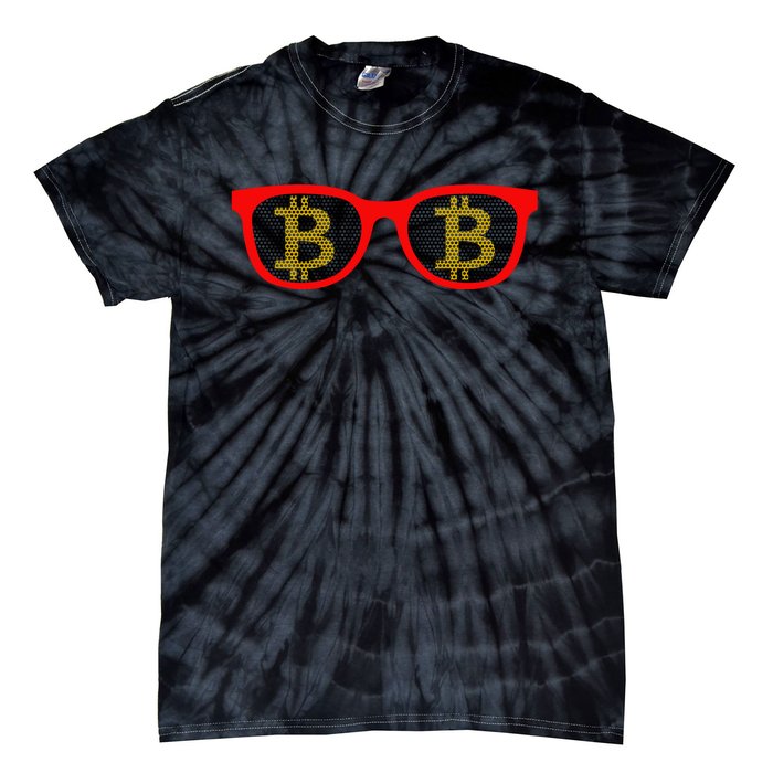 Bitcoin Glasses Tie-Dye T-Shirt