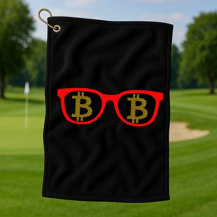 Bitcoin Glasses Golf Towel